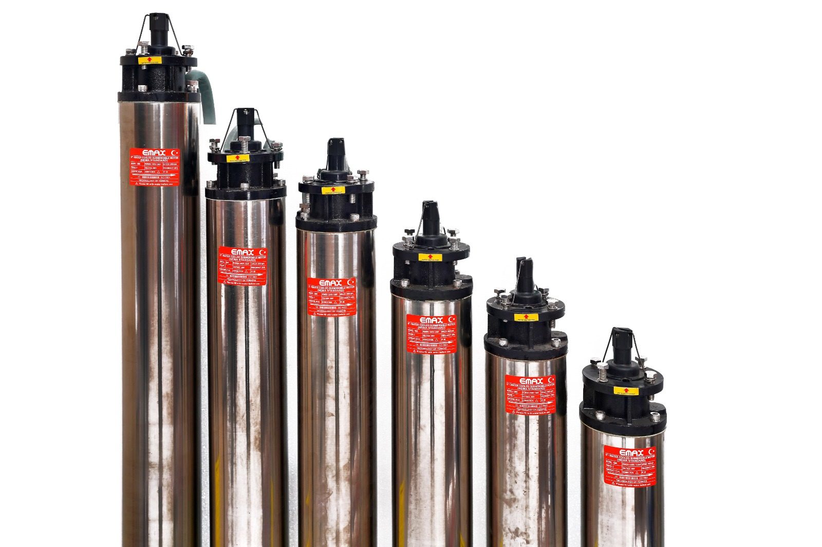 EMAX submersible motor range — 4″ and 6″ stainless steel motors